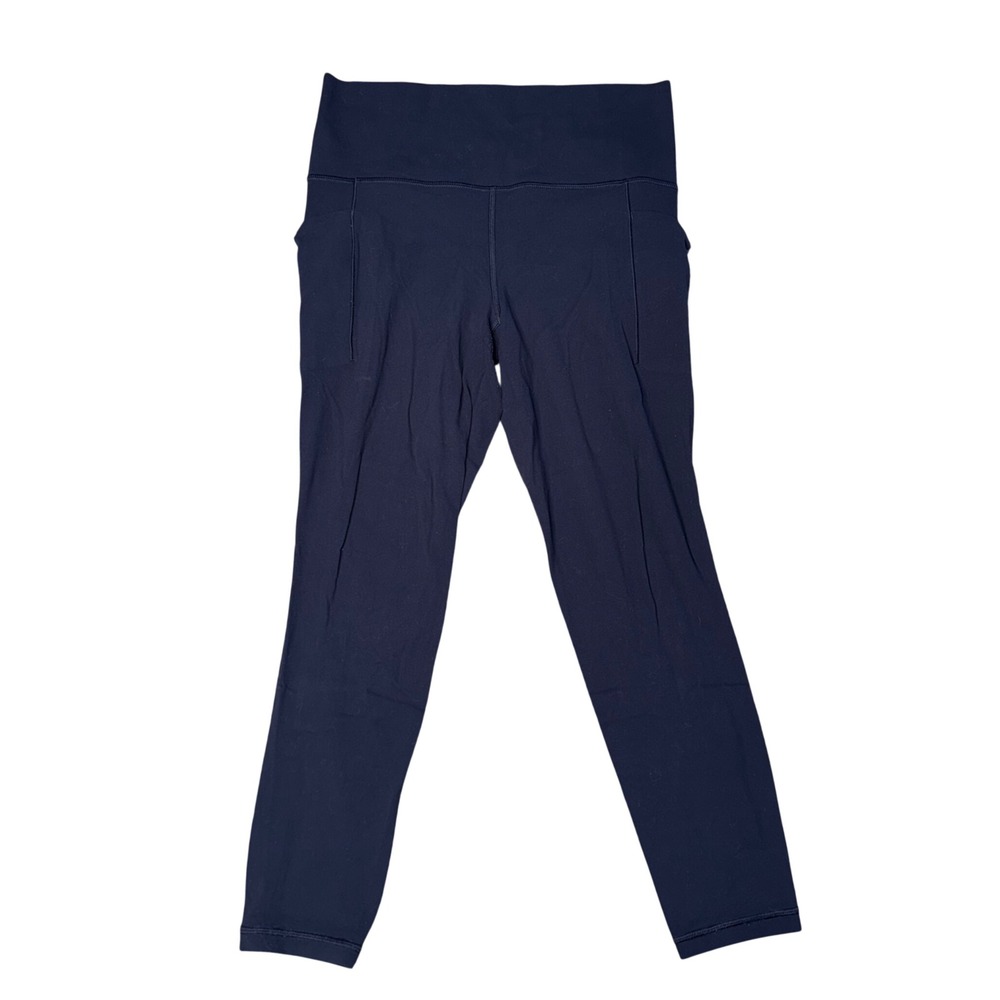 Athleta Salutation 7/8 Tight Womens M Navy Blue Good Powervita Leggings Pockets